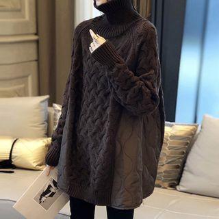 Long-sleeve Turtleneck Padded Panel Sweater