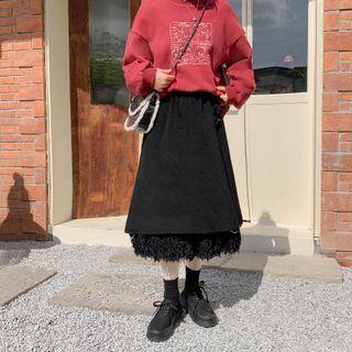 Bow Detail Woolen Panel Skirt