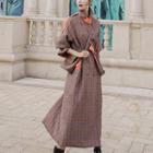 Double Breasted Plaid Slit-back Trench Coat