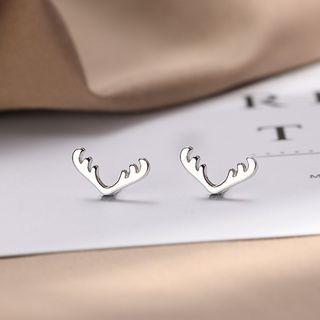 925 Sterling Silver Deer Horn Earring R626 - One Size