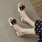 Low-heel Square Toe Buckled Sandals