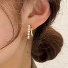 Faux Pearl Layered Alloy Open Hoop Earring 1 Pair - Gold - One Size
