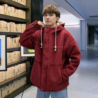 Couple Matching Corduroy Hooded Padded Zip Jacket