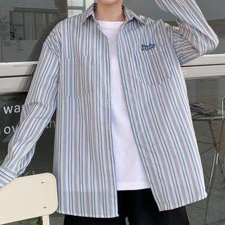 Unicorn Embroidered Long Sleeve Stripe Shirt