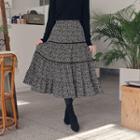 Botanical Pattern Tiered Long Skirt