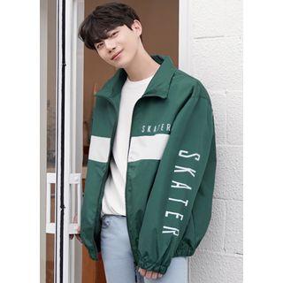 Contrast-trim Letter-printed Windbreaker