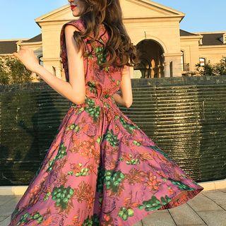 Printed Sleeveless Top / High-waist Skirt