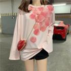 Peach Print Long-sleeve T-shirt Pink - One Size