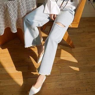 Slit-detail Wide-leg Jeans