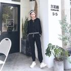Lace-up Hoodie / Contrast Trim Sweatpants