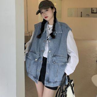 Big-pocket Denim Vest