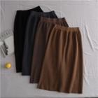 Straight-fit Midi Rib Knit Skirt