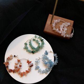 Gemstone Alloy Hoop Earring