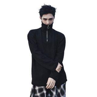 Long-sleeve Half-zip Turtleneck T-shirt