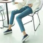 Slit-knee Cropped Skinny Jeans