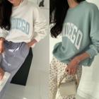 Drop-shoulder Letter-patched Sweatshirt