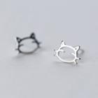 925 Sterling Silver Cat Earring 1 Pair - S925 Sterling Silver - Silver - One Size
