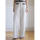 Piped Tweed Wide-leg Pants Ivory - One Size
