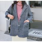 Plaid Single-breasted Coat Black - One Size