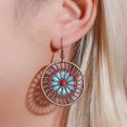 Flower Dangle Earring 01-697 - Vintage Red & Copper - One Size