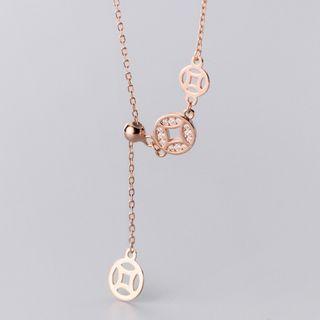Chinese Coin Pendant Sterling Silver Necklace