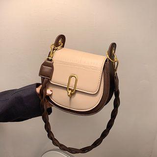 Croc Grain Twisted Strap Shoulder Bag