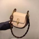 Croc Grain Twisted Strap Shoulder Bag