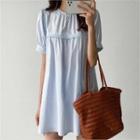 Puff-sleeve Fringe-trim Tunic