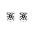 925 Sterling Silver Simple Geometric Square Cubic Zirconia Stud Earrings Silver - One Size
