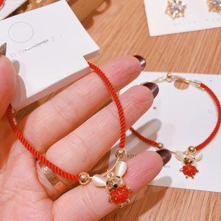 Rhinestone Mouse Red String Bracelet 01 - As Shown In Figure - One Size