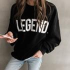 Legend Letter Drop-shoulder Sweatshirt Black - One Size