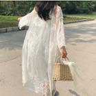 Open Front Lace Long Jacket As Shown In Figure - One Size