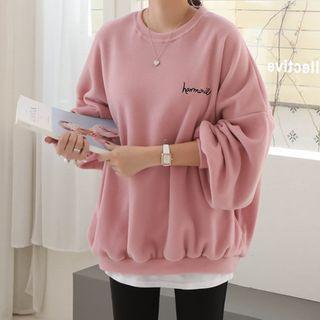 Letter Embroidery Fleece Sweatshirt