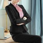 Set: Buttoned Blazer + Striped Shirt + Slim-fit Dress Pants