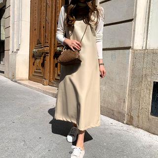 Pleather Long Overall Dress