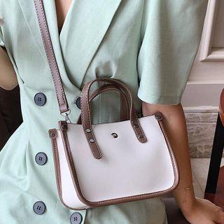 Contrast Color Top Handle Tote Bag