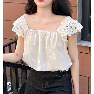 Sleeveless Square-neck Lace Panel Top