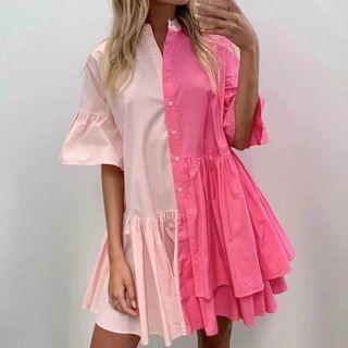 Asymmetrical Two-tone Mini A-line Dress