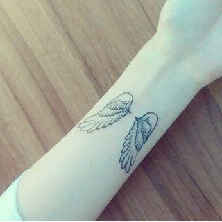 Wings Print Waterproof Temporary Tattoo Black - One Piece
