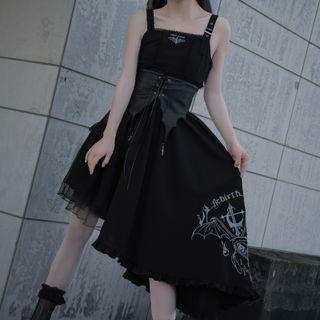 Cold Shoulder A-line Dress / Corset Belt