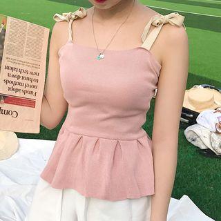 Flounced-hem Knitted Camisole Top