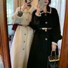 Long-sleeve Lace Trim Single Breasted Trench Coat