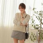 Cap-sleeve Cable-knit Sweater