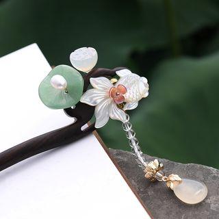 Gemstone Goldfish Wooden Hair Stick White - One Size