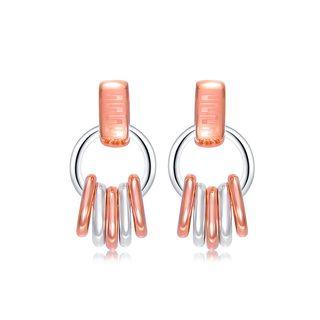 Simple Plated Rose Gold Multiple Circle Earrings