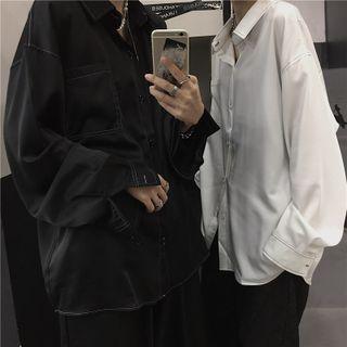 Color Block Wide Long-sleeve Shirt