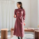 Frill-neck Tie-waist Dress