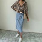 H-line Long Denim Skirt