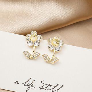 Flower Rhinestone Alloy Earring 1 Pair - E3423 - Gold - One Size