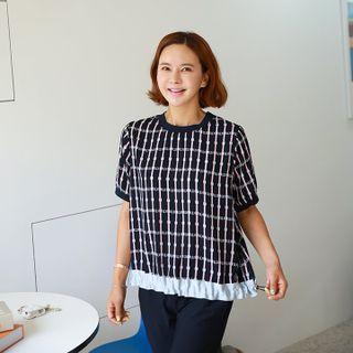 Drawstring-hem Chain Print Top